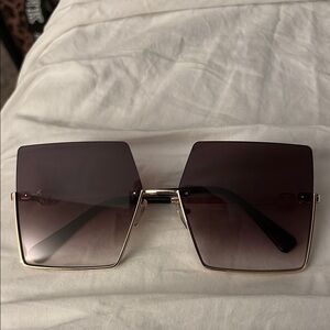 Gold and Black Square Sunglasses
